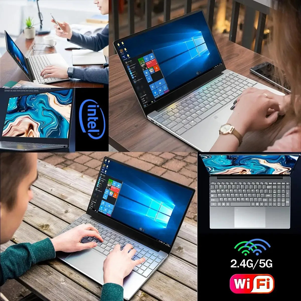 NEW Laptop Windows 11 Intel 2025  J4025 180° Folding Slim Laptop Gamer 12GB RAM 512GB 1TB SSD 1920*1080 Office Study Computer PC