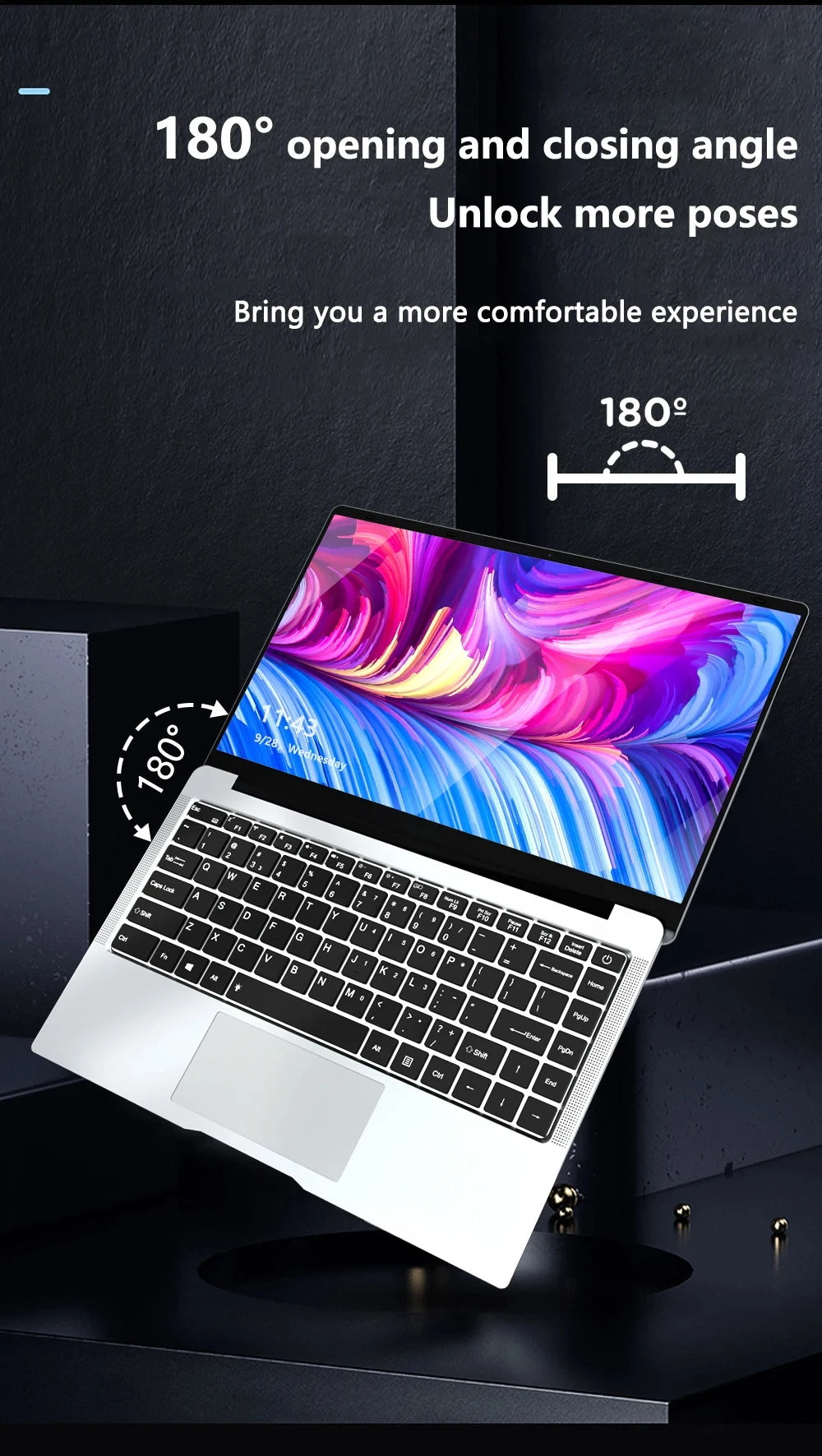 NEW Laptop Windows 11 Intel 2025  J4025 180° Folding Slim Laptop Gamer 12GB RAM 512GB 1TB SSD 1920*1080 Office Study Computer PC