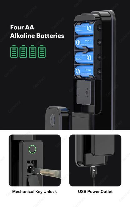 Automatic Electronic Fingerprint Biometric Frosted Panel Digital Smart Door Lock WiFi TUYA APP Password IC Card Security