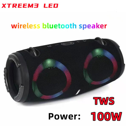 Super Portable Waterproof 100W High Power Bluetooth Speaker RGB Colorful Light Wireless Subwoofer 360 Stereo Surround TWS FM Boom Box