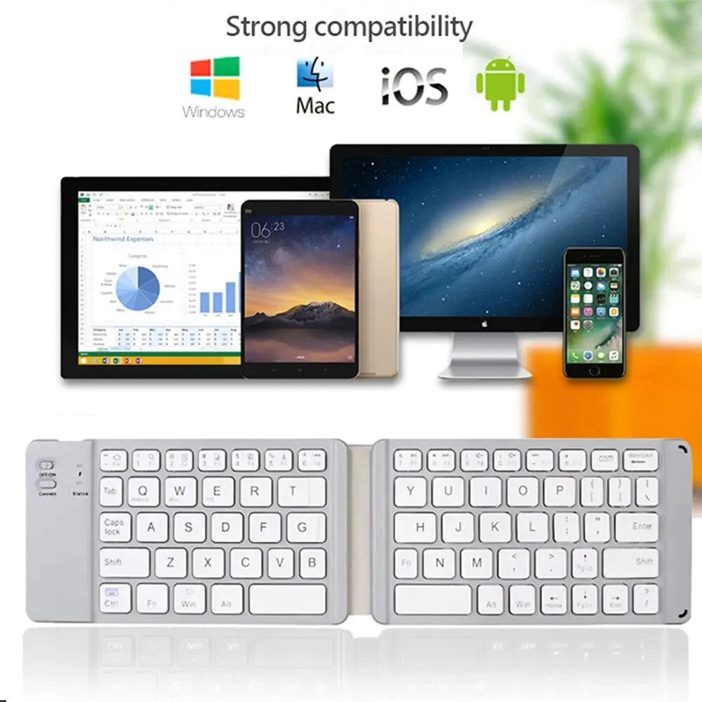 Folding Bluetooth Keyboard For IPAD Mobile Tablet Notebook Portable Office Mini Wireless Keyboard Storage Three Systems Universa