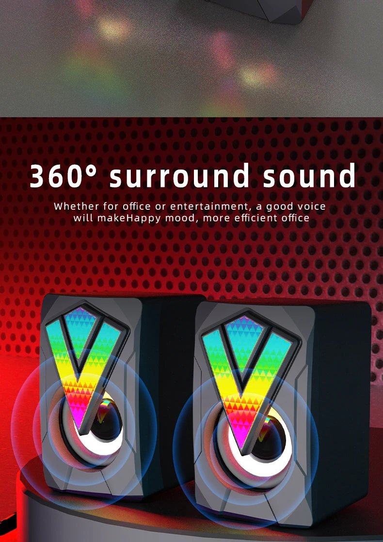 Subwoofer Stereo Surround Music RGB Gaming Speakers Sound Bar For Computer Desktop PC Loudspeakers