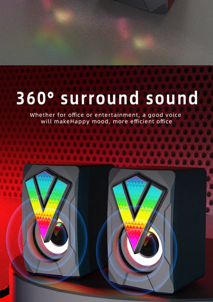 Subwoofer Stereo Surround Music RGB Gaming Speakers Sound Bar For Computer Desktop PC Loudspeakers