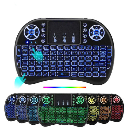 Backlit Mini Wireless Keyboard Spanish French Azerty Russian Portuguese Brazil Language Air Mouse With Touchpad N RGB PC TV Box