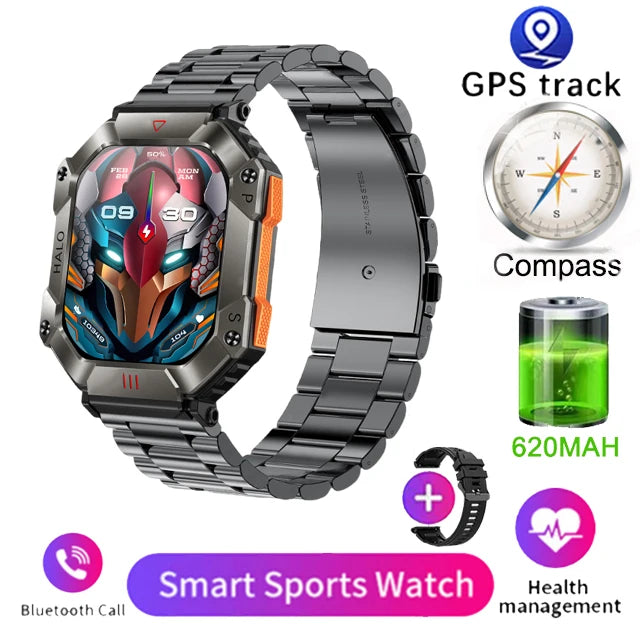 Men Smart Watch For Android IOS Fitness Watches Ip68 Waterproof Military Healthy Monitor AI Voice Bluetooth Call Smartwatch 2023