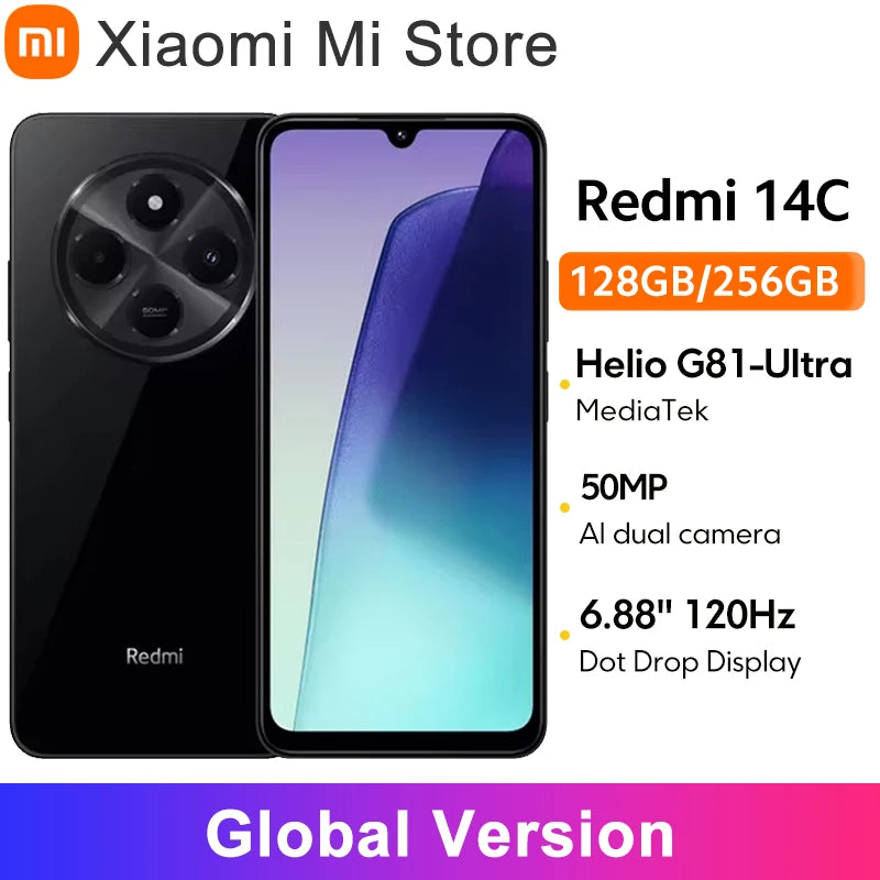 Xiaomi Redmi 14C NFC smartphones MediaTek Helio G81-Ultra 6,88 screen 120 Hz dual camera with IA 50 MP