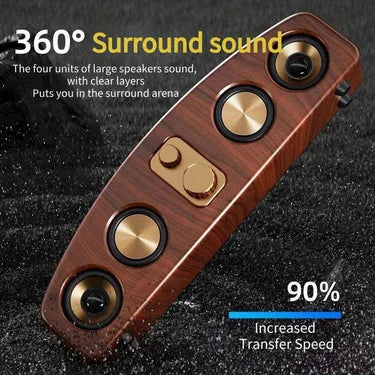 Desktop wireless speakers (wood grain), portable speakers, 3D stereo and subwoofer, music, movie assisted amplification gifts