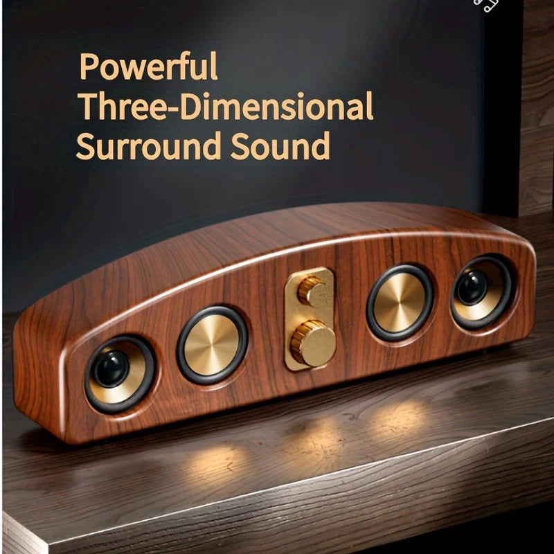 Desktop wireless speakers (wood grain), portable speakers, 3D stereo and subwoofer, music, movie assisted amplification gifts