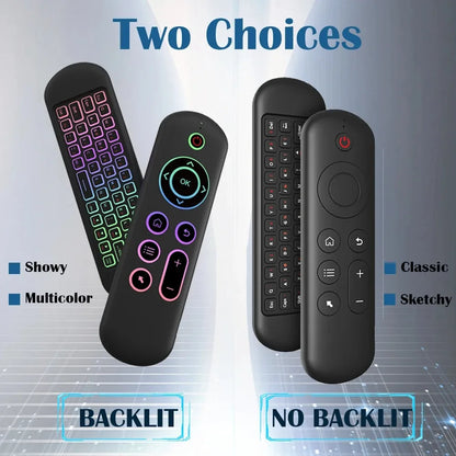 2.4GHz Wireless M5 Air Mouse Bluetooth5.2 Mini Keyboard Voice Backlit Remote Control IR Learning Remote Control for PC Android