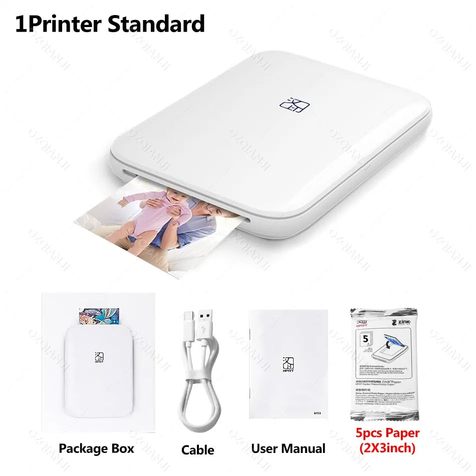 HPRT MT53 Portable Mni Mobile Pocket Printer BT Wireless Photo Printer with Zink Technology 2x3 Inch Color Photo Printer Maker