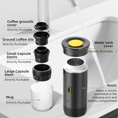 Fantastic Wireless Electric Portable Espresso Coffee Machine for Car & Home Camping Coffee Maker 3-in-1 Capsule Powder Travel Coffee Maker