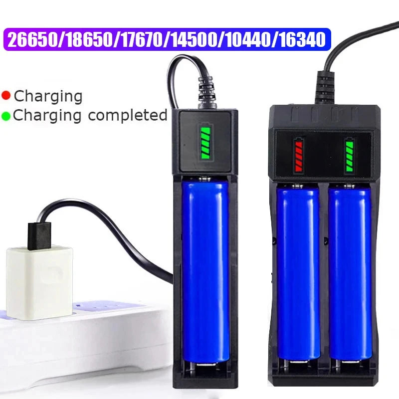 18650 Battery Charger 1/2/4 Slots Dual 18650 Charging 3.7V  Rechargeable Lithium Battery USB Charger For 16340 14500 18650 26650