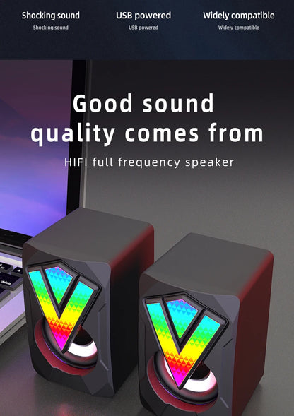 Subwoofer Stereo Surround Music RGB Gaming Speakers Sound Bar For Computer Desktop PC Loudspeakers