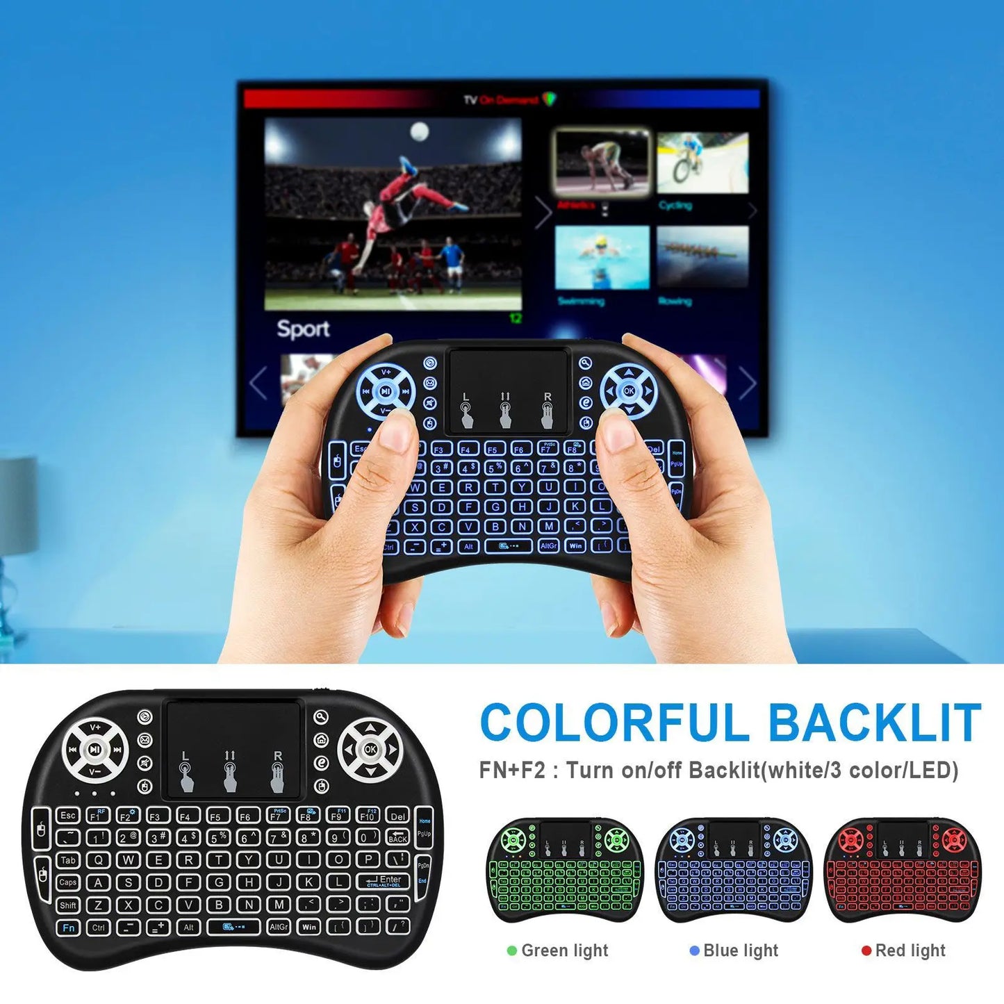 Backlit Mini Wireless Keyboard Spanish French Azerty Russian Portuguese Brazil Language Air Mouse With Touchpad N RGB PC TV Box