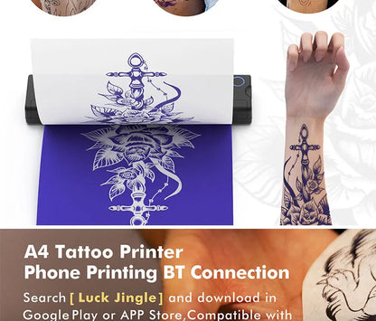 Inkless A4 Thermal Printer Portable Wireless Bluetooth Tattoo Stencil Printer A4 Paper PDF Excel Document Picture Print Machine