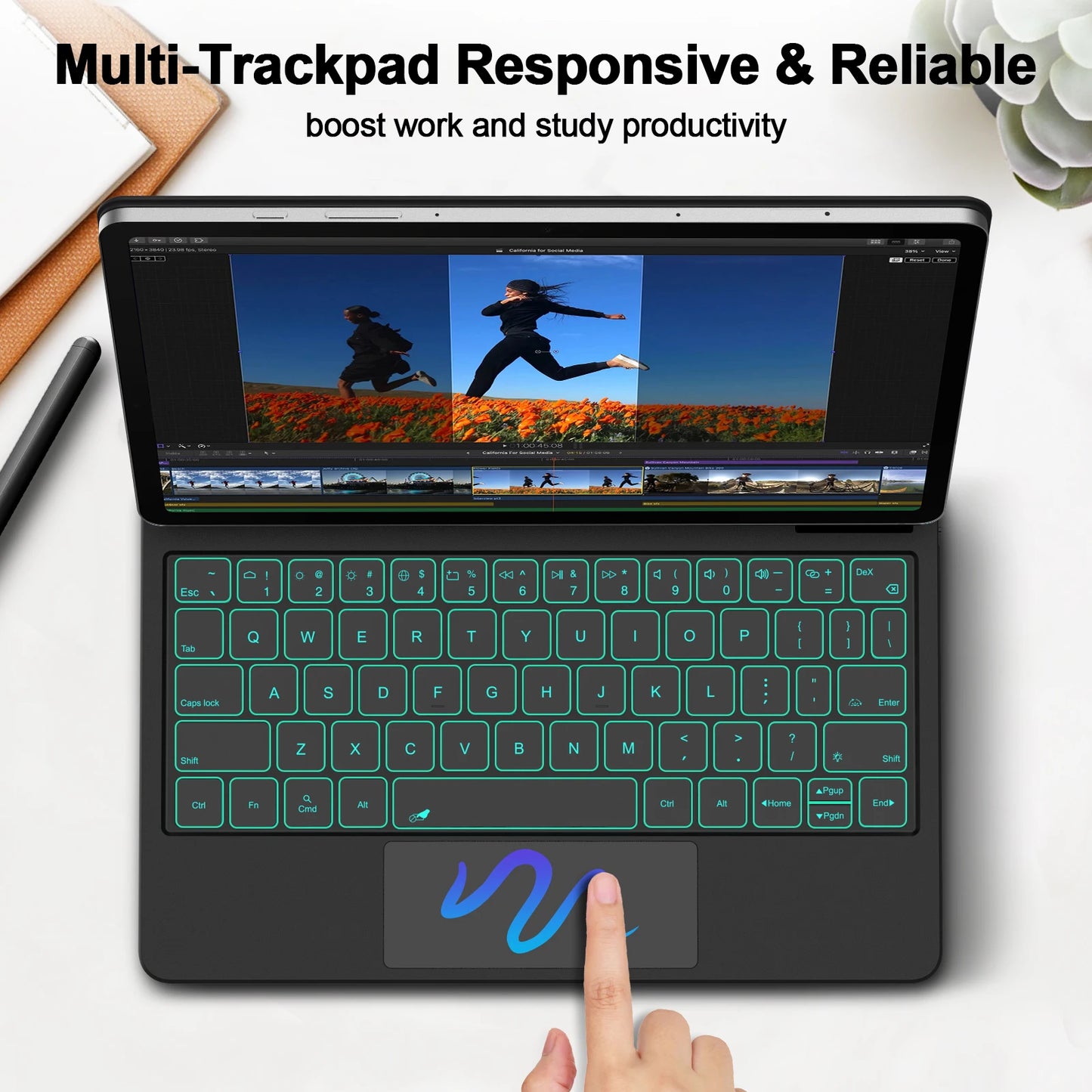 Magic Keyboard For Samsung Galaxy Tab S7 Plus S8 S9 + FE 11 12.4 inch Trackpad Backlit floating Adjustable angle with Pen Holder