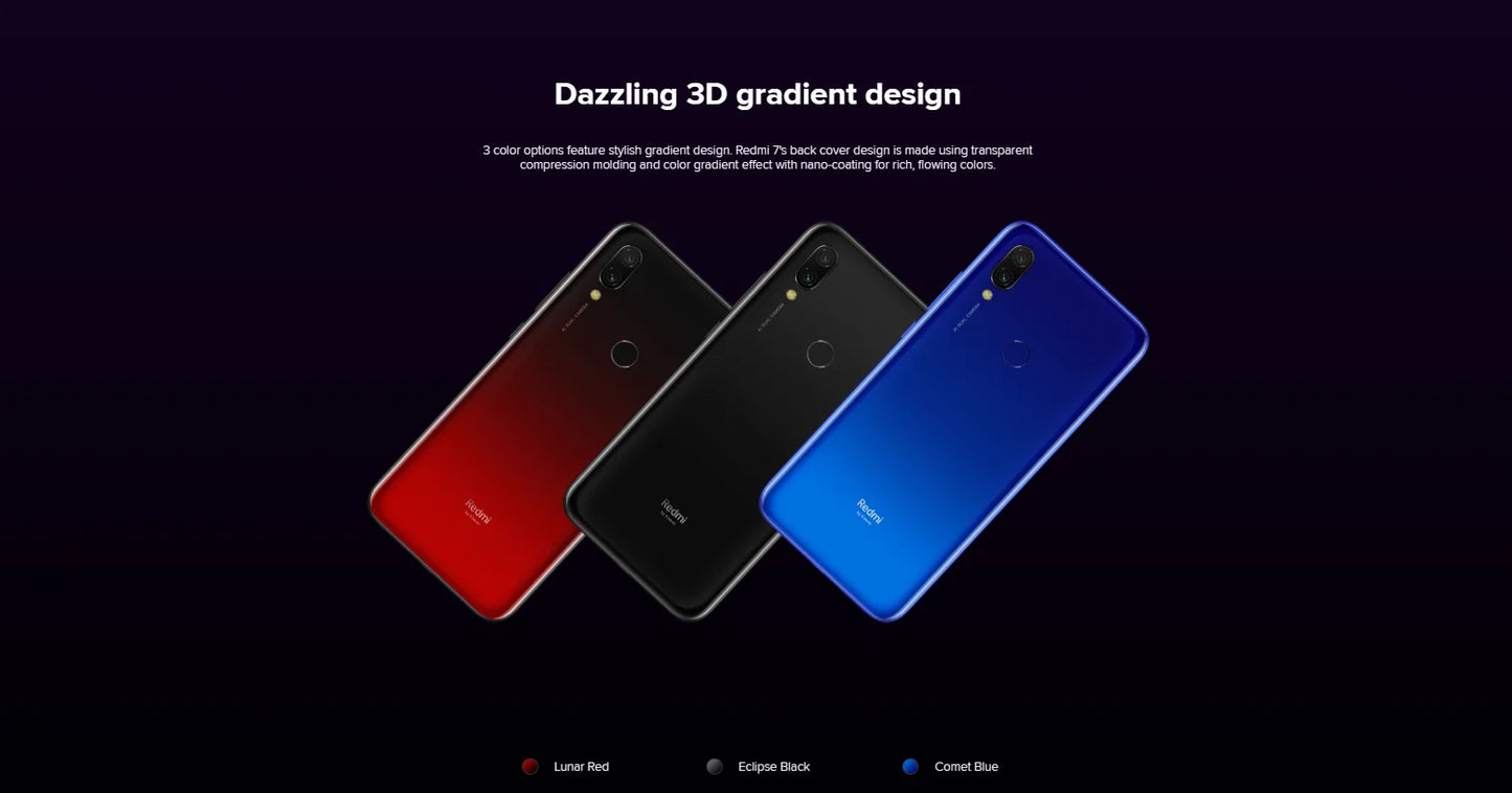 Xiaomi Redmi 7 Cellphone with Phone Case, Dual SIM Solt Cellphone Android Cell Phone Dual Camera  used phone