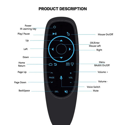 2.4GHz Wireless M5 Air Mouse Bluetooth5.2 Mini Keyboard Voice Backlit Remote Control IR Learning Remote Control for PC Android