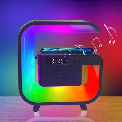 Multifunction Bluetooth Speaker Subwoofer Desk LED Lamp Night Light Phone Earphone Fast Charger Wireless Charging Dock Station