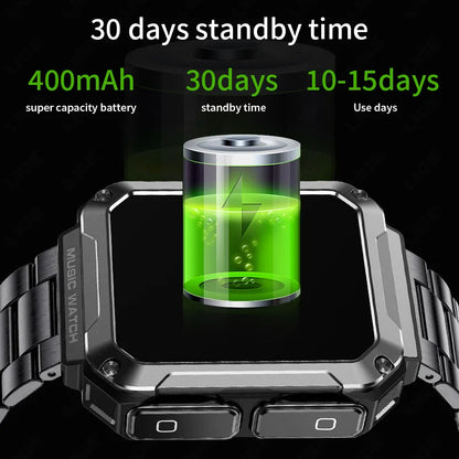 LIGE 2024 Smart Watch With Earbuds Bluetooth Call TWS 4G RAM Local Music Control Waterproof Smartwatch Men For Android iOS