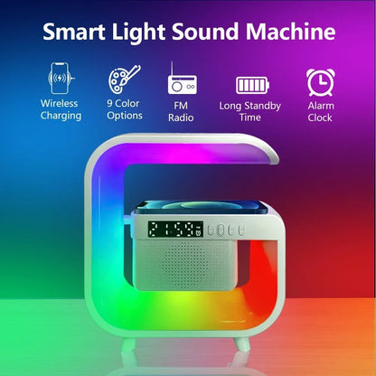 Multifunction Bluetooth Speaker Subwoofer Desk LED Lamp Night Light Phone Earphone Fast Charger Wireless Charging Dock Station