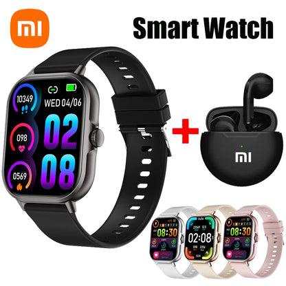 Xiaomi Smart Watch 2025 Android Gift Bluetooth Call Smartwatch 2024 Touch Dial Music Fitness Tracker Sports Watches + Earphone