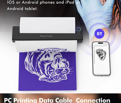 Inkless A4 Thermal Printer Portable Wireless Bluetooth Tattoo Stencil Printer A4 Paper PDF Excel Document Picture Print Machine