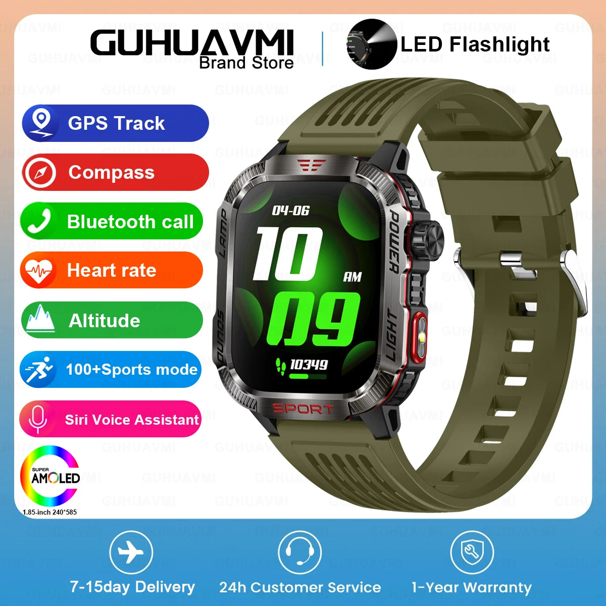 2024 New For Xiaomi Outdoor Smart Watch Men 2.01-Inch HD AMOLED Screen GPS Compass 600 Mah Battery Bluetooth Call SmartWatches