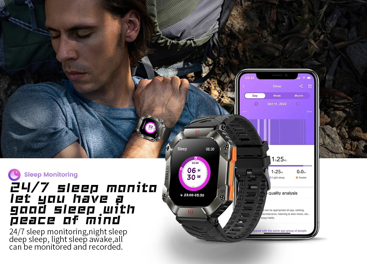 Men Smart Watch For Android IOS Fitness Watches Ip68 Waterproof Military Healthy Monitor AI Voice Bluetooth Call Smartwatch 2023