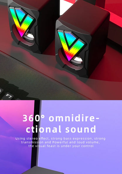 Subwoofer Stereo Surround Music RGB Gaming Speakers Sound Bar For Computer Desktop PC Loudspeakers