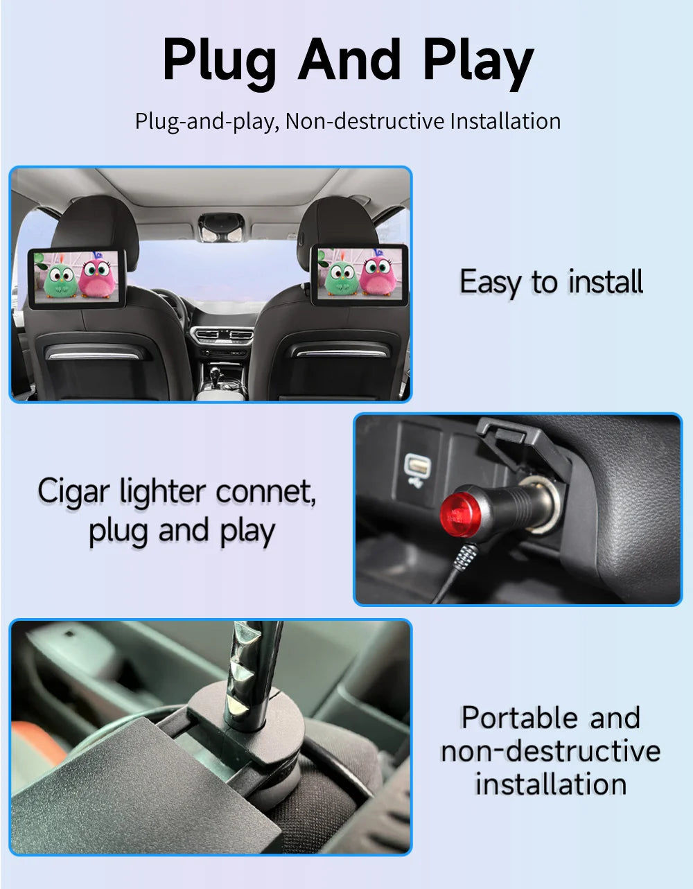 JIUYIN Android Headrest Monitor Display IPS Tablet Touch Screen For Car Rear Seat Player Online Video TV Play Store