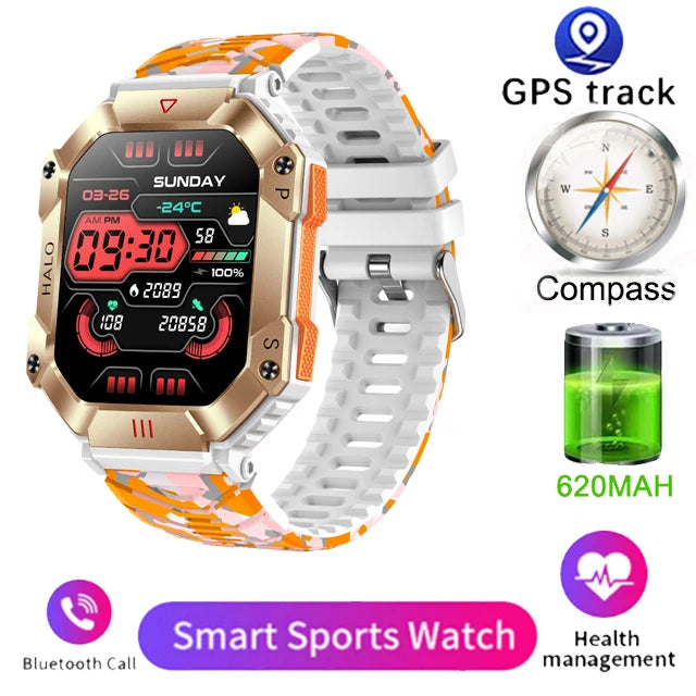 Men Smart Watch For Android IOS Fitness Watches Ip68 Waterproof Military Healthy Monitor AI Voice Bluetooth Call Smartwatch 2023