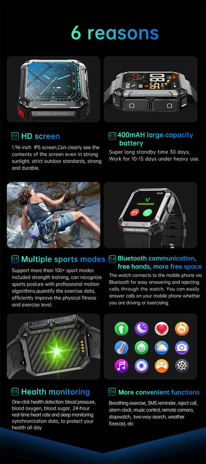 LIGE 2024 Smart Watch With Earbuds Bluetooth Call TWS 4G RAM Local Music Control Waterproof Smartwatch Men For Android iOS