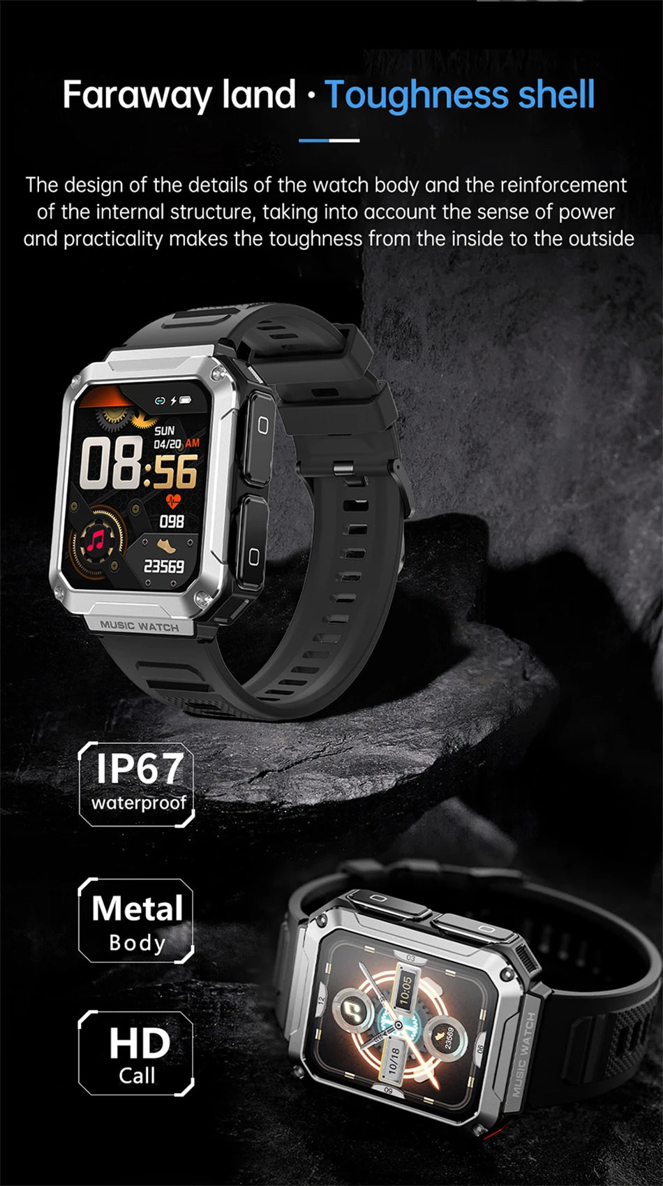 LIGE 2024 Smart Watch With Earbuds Bluetooth Call TWS 4G RAM Local Music Control Waterproof Smartwatch Men For Android iOS