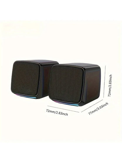 Computer Speakers, Mini Speaker with Cool Lights and Stereo Sound 6W USB Powered 3.5 mm AUX-in Portable Speaker for Computer, La