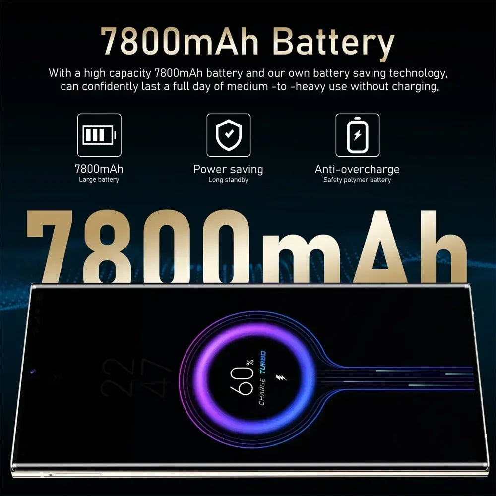 New S24 Ultra 7.3HD Cellphones 4G 5G Original Smartphone Dual SIM Android 14 Cell Phone 7800mAh Global Version Mobile Phones