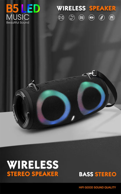 Super Portable Waterproof 100W High Power Bluetooth Speaker RGB Colorful Light Wireless Subwoofer 360 Stereo Surround TWS FM Boom Box