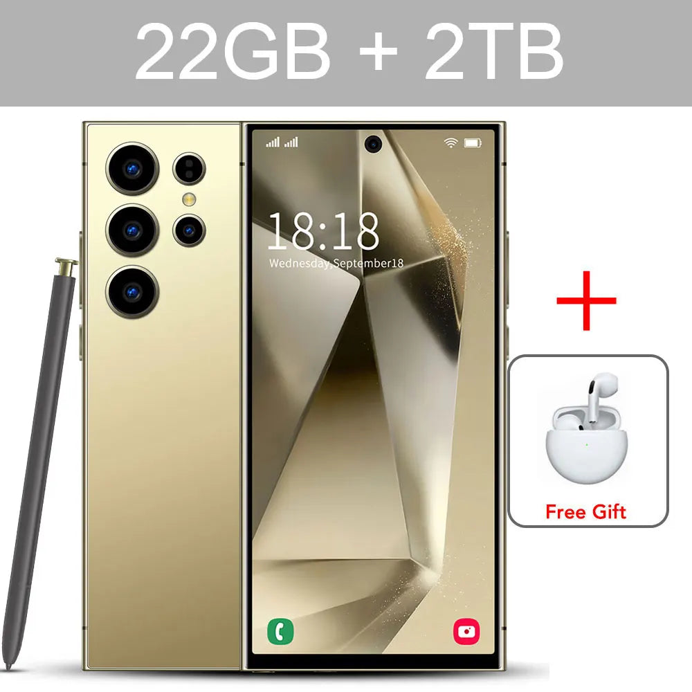 New S24 Ultra 7.3HD Cellphones 4G 5G Original Smartphone Dual SIM Android 14 Cell Phone 7800mAh Global Version Mobile Phones