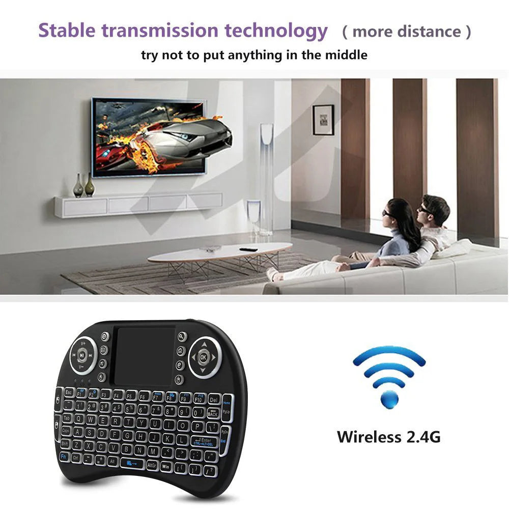 Backlit Mini Wireless Keyboard Spanish French Azerty Russian Portuguese Brazil Language Air Mouse With Touchpad N RGB PC TV Box