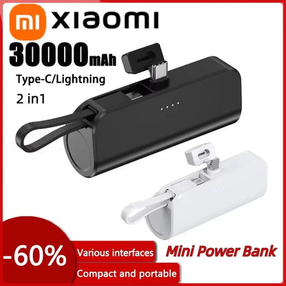 Xiaomi Mini Wireless Power Bank 30000mAh Capsule Large Capacity Portable Fast Charging External Battery For iPhone Type-c New