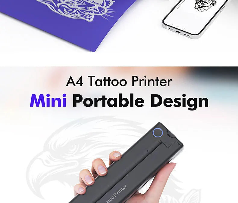 Inkless A4 Thermal Printer Portable Wireless Bluetooth Tattoo Stencil Printer A4 Paper PDF Excel Document Picture Print Machine