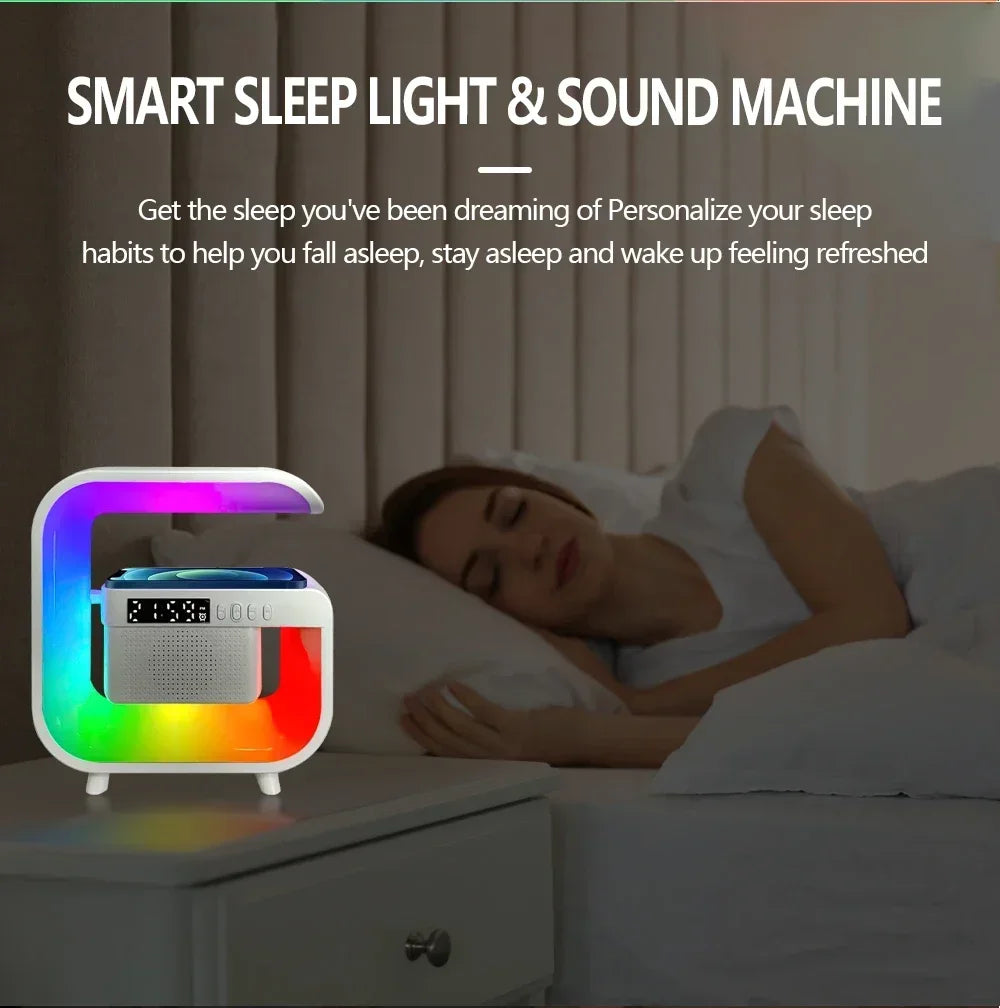 Multifunction Bluetooth Speaker Subwoofer Desk LED Lamp Night Light Phone Earphone Fast Charger Wireless Charging Dock Station