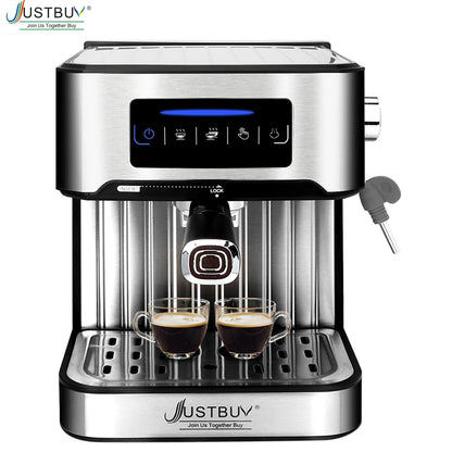 LCD Touch Espresso Coffee Machine Maker Semi-Automatic Pump With Cappuccino Milk Bubble Maker