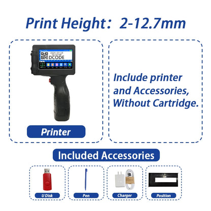 DCODE 1755PLUS 12.7mm Portable Printers Handheld Inkjet Printer Text QR Barcode Batch Number Logo Image Date Printing Machine