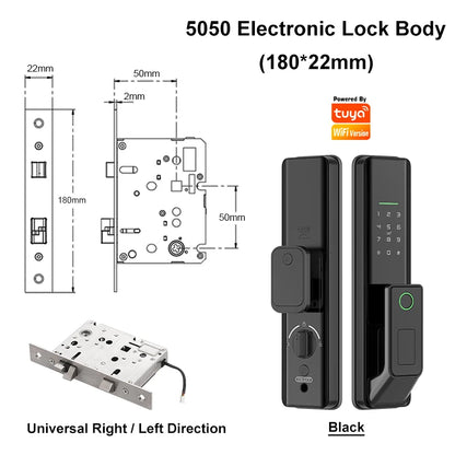 Automatic Electronic Fingerprint Biometric Frosted Panel Digital Smart Door Lock WiFi TUYA APP Password IC Card Security