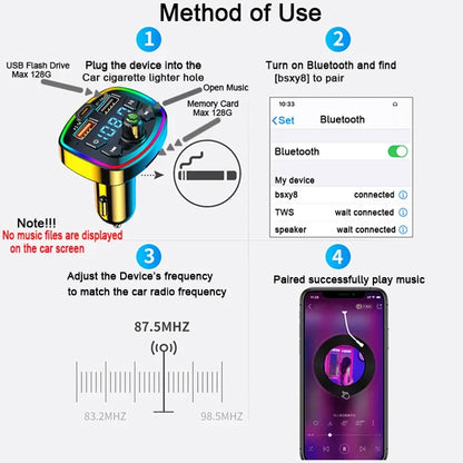 VIKEFON Wireless Handsfree Car MP3 Player - True 3.1A Dual USB Port PD Charging, Car FM Transmitter, Quick Charge Easy to Use