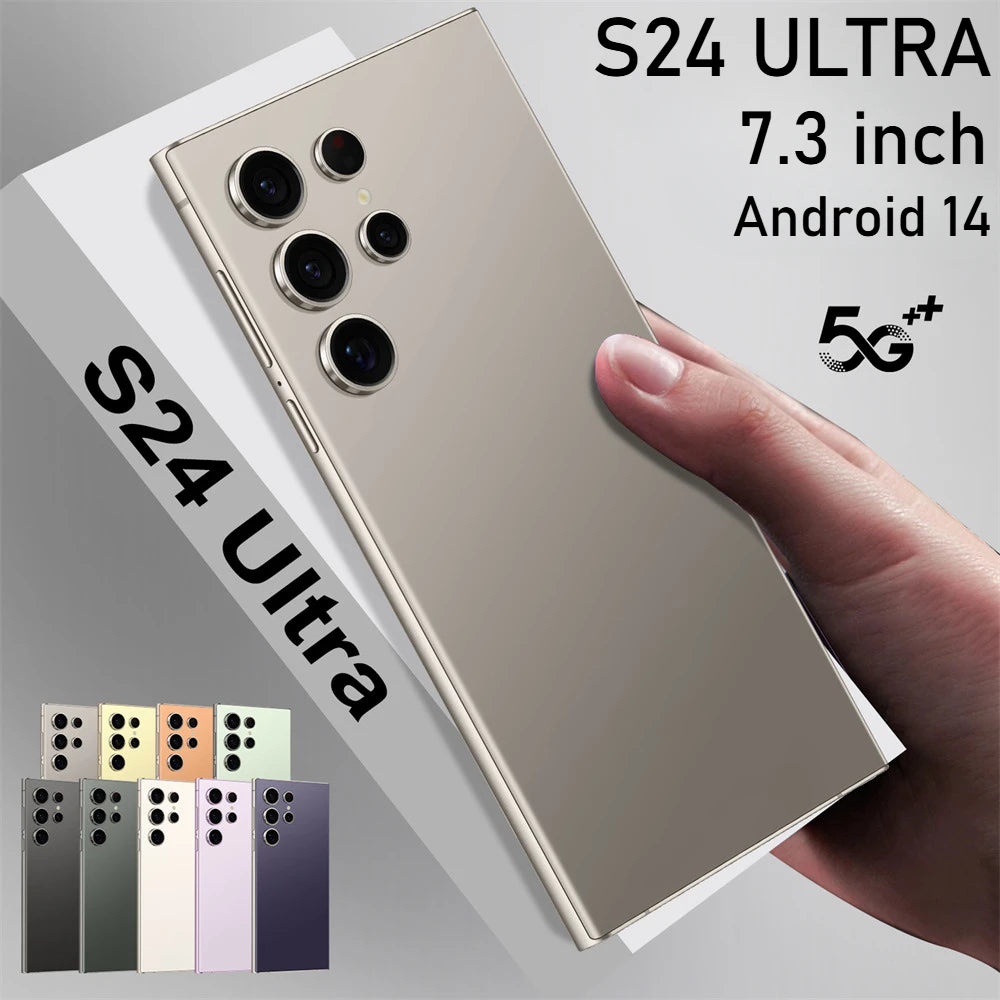 New S24 Ultra 7.3HD Cellphones 4G 5G Original Smartphone Dual SIM Android 14 Cell Phone 7800mAh Global Version Mobile Phones