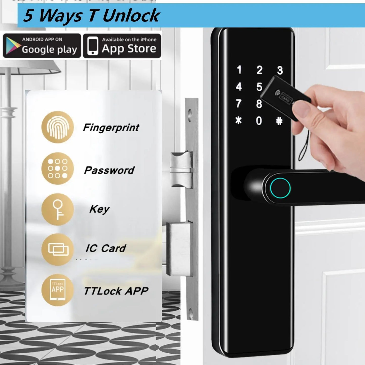 BBDHOME Fingerprint Locks Finger Touch Screen electronic Handle Home Locker Apartment TTlock Smart front office Door Lock