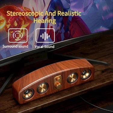 Desktop wireless speakers (wood grain), portable speakers, 3D stereo and subwoofer, music, movie assisted amplification gifts