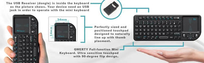 Rii X1 2.4GHz Mini Wireless Keyboard English/ES/FR Keyboards with TouchPad for Android TV Box/PC/Laptop